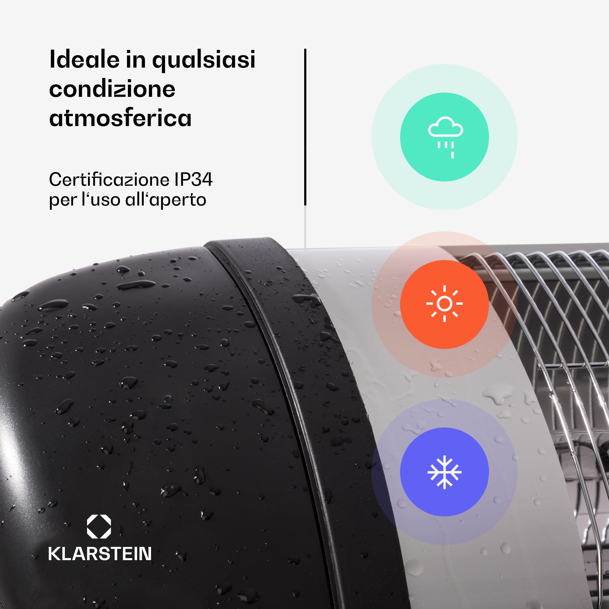 Blumfeldt Stufa Elettrica Basso Consumo, Stufa Elettrica 2500W, Termosifone Elettrico per Esterni, Termoconvettore Elettrico da Parete, Protezione IP34, Riscaldamento Infrarossi, No CO2