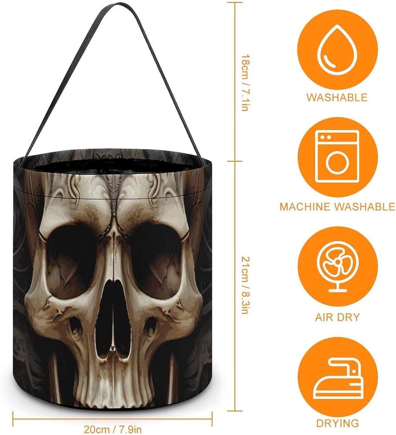 Reusable Halloween Skulls Candy Bucket with Handle image 2