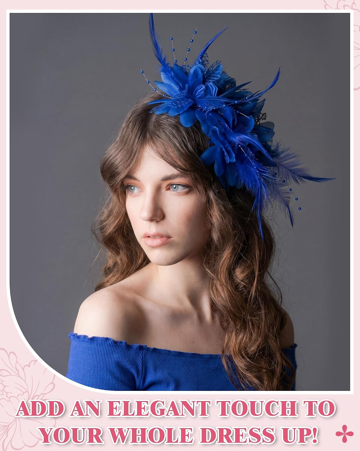 Sureio 6 Pcs Fascinators Tea Party Hats for Women, Derby Hats with Feather Pearl Veils, Race Day Headbands for Wedding Dress