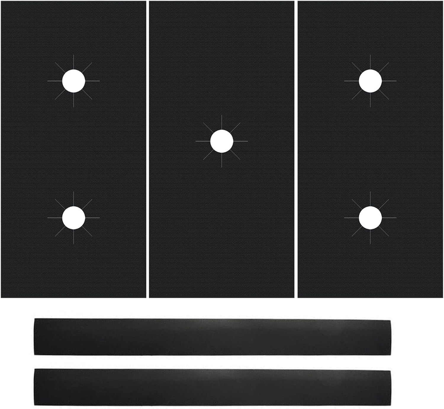 3 Pcs Stove Top Covers for Gas Burners + 2 Pcs 21-inch Silicone Stove Gap Fillers, Reusable Stove Gap Covers and Oven Gap Fillers Seal the Gaps