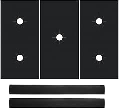3 Pcs Stove Top Covers for Gas Burners + 2 Pcs 21-inch Silicone Stove Gap Fillers, Reusable Stove Gap Covers and Oven Gap Fillers Seal the Gaps