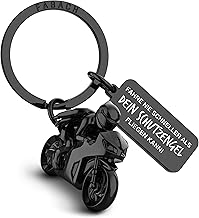 FABACH Motorcycle Key Ring with Guardian Angel and Engraving - Fahr vorsichtig Gift Angel Keyring for Motorcyclists - Gifts Motorcycle Lucky Charm Motorcycle Driving Licence