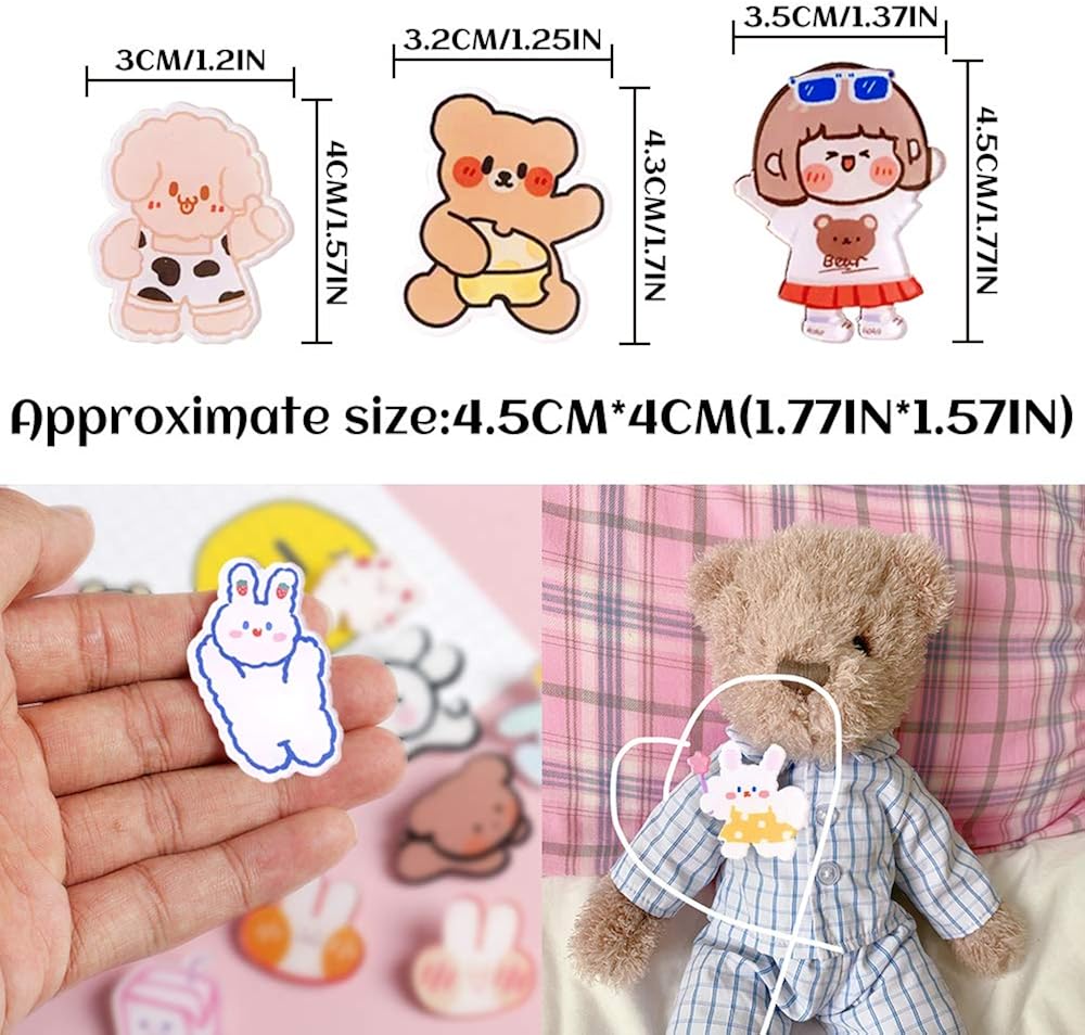 LZYMSZ 20 PCS Cartoon Acrylic Brooch Pins Set, Cute Aesthetic Lapel Badges Pin, 20 Styles Pattern Sheep Dog Rabbit Bear Girl Brooch Pin for DIY Clothing Bags Jackets Hat Backpacks: Clothing, Shoes & Jewelry