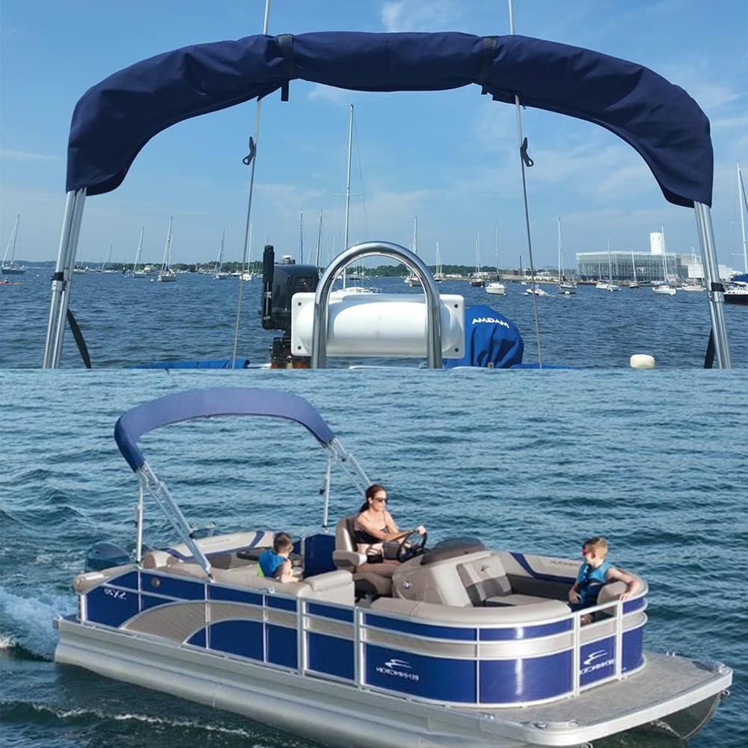 Accessori per tendalini per Yacht, tendalini per Esterni per Yacht, tendalini di Prua a Quattro Archi, 600D Antipioggia e Antipolvere, Anti-PU,Blu,185/198cm