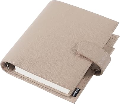 Moterm Personal-Wide Luxe Rings Planner - Genuine Leather Binder Organizer Pebbled-Taupe, 30mm Ring