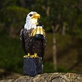 HSLILIMING Solar Bald Eagle Garden Statue – Large Outdoor Patriotic Eagle Decor with Light, Yard & Lawn Figurine, Bald Eagle Gift for Men
