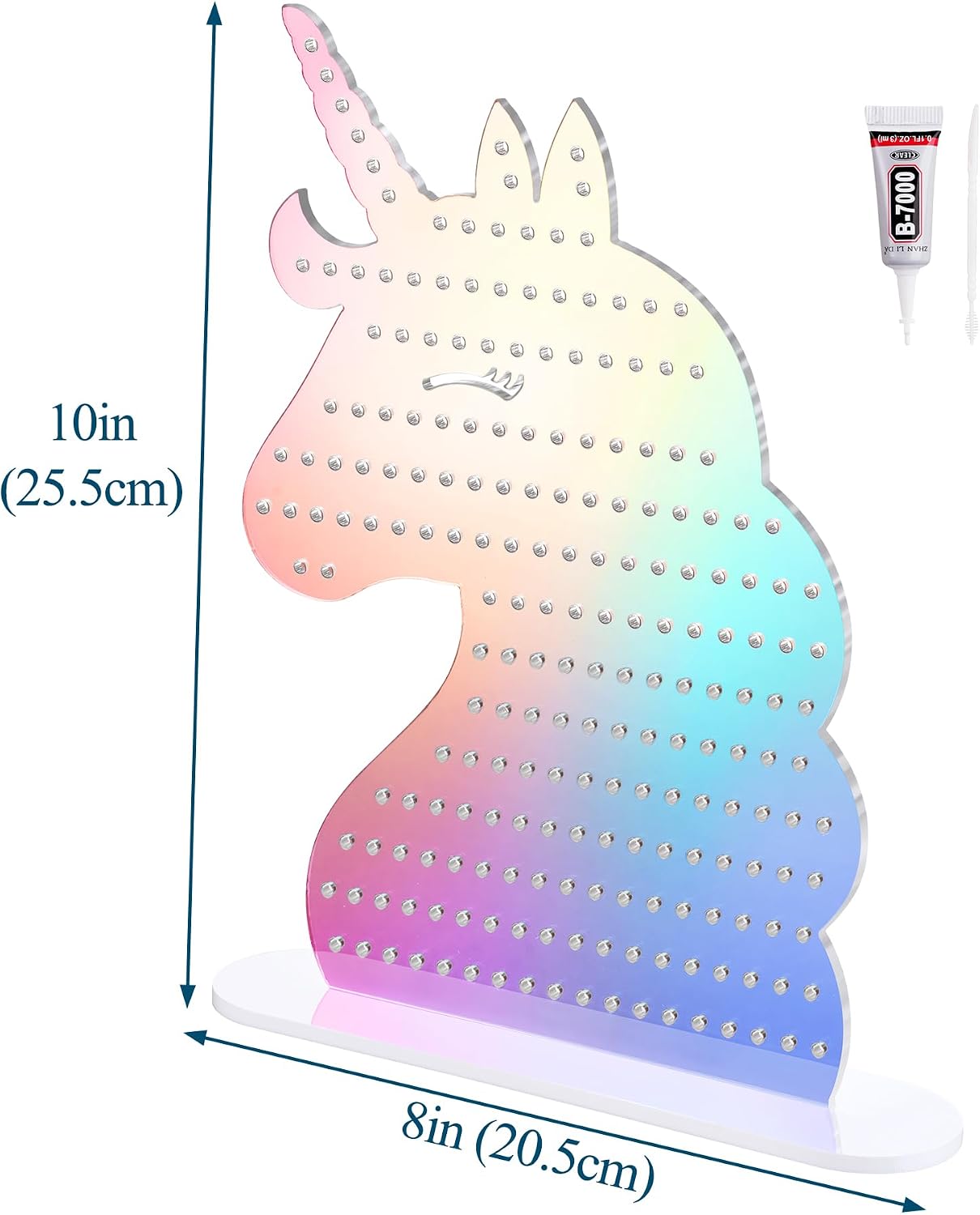 NiHome Acrylic Unicorn Earring Holder with 214 Holes for 80–107 Pairs, Colorful Smiling Unicorn Jewelry Display Stand for Teens & Women,Stud & Dangle Earring Organizer with Anti-Slip Pads(Iridescent)
