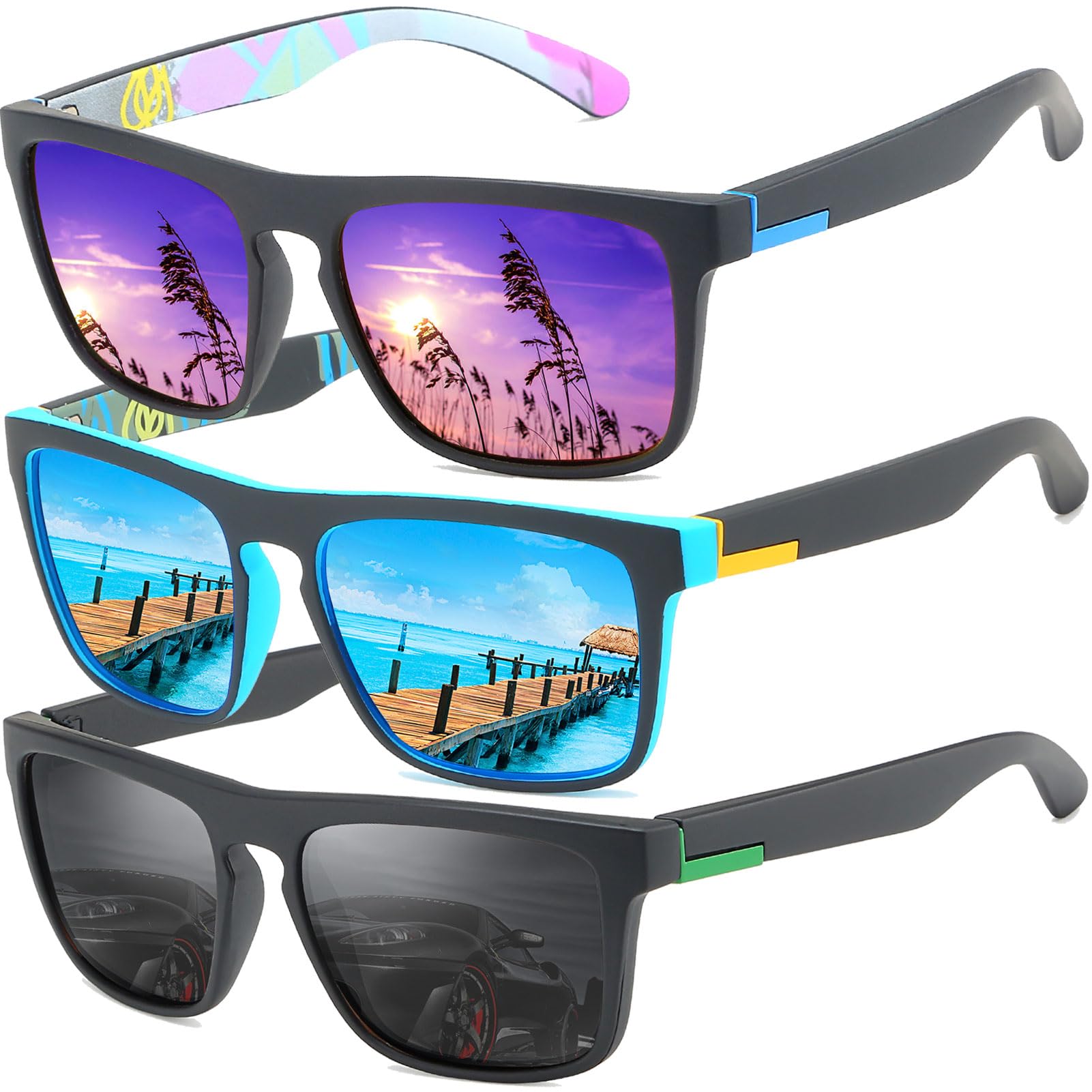 LEDING&BEST Gafas de sol polarizadas Hombre Mujere/verano Aire libre Deportes Golf Ciclismo Pesca Senderismo 100% Protección UV400 Gafas para Conducción