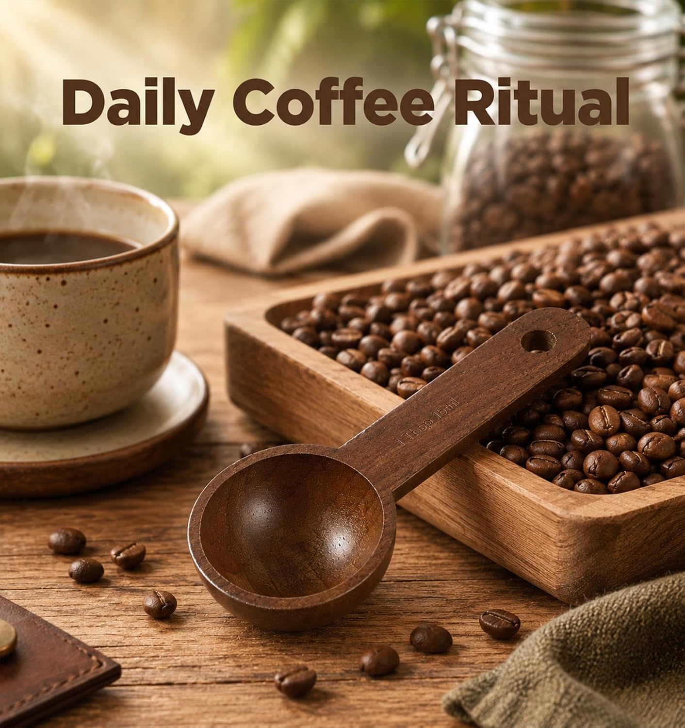 1 Pcs Wooden Tablespoon, Wooden Coffee Scoop