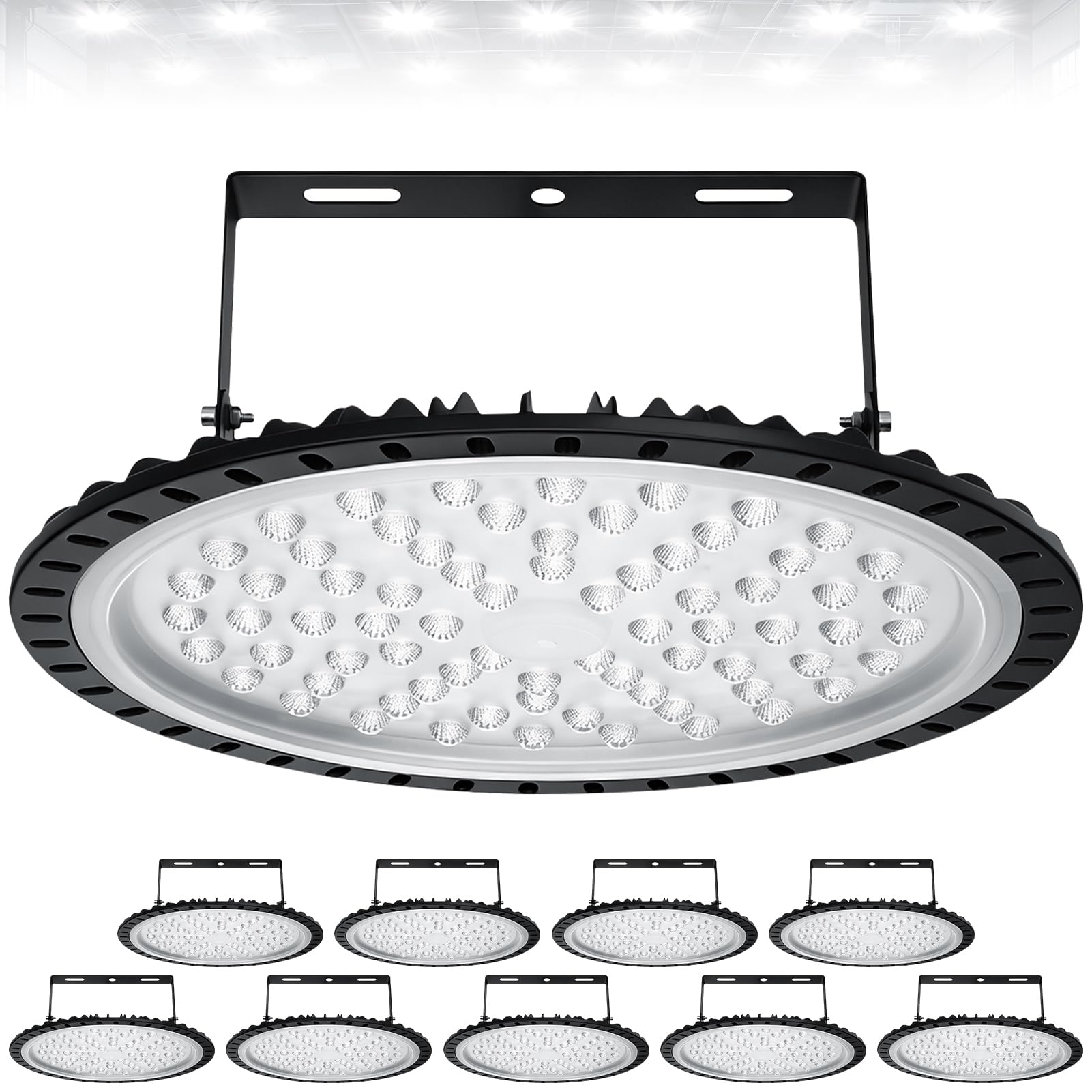 LED High Bay Light 300W UFO 6000K 30 000LM Industrial Lighting IP65 Waterproof Commercial Bay Light Warehouse Lights