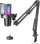MAONO DGM20W Wireless Microphone for PC, Condenser USB Mic for Gaming Streaming with Noise Cancellation & Quick Mute,Gain Control,RGB,Headphone Jack,Software, Desktop Mic for PS5 Twitch Discord
