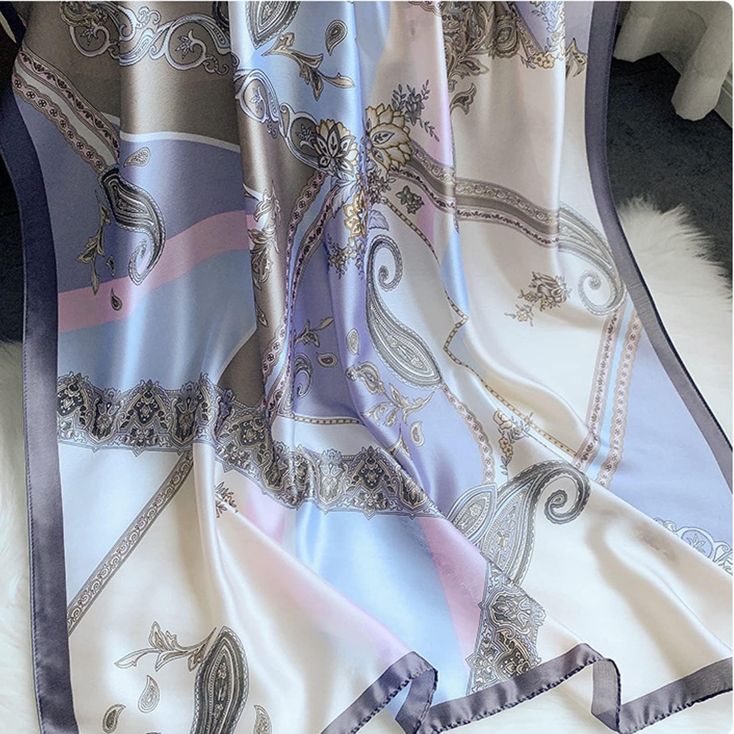 Silk Scarf Mulberry Silk Fashion Scarves Long Lightweight Shawl Wrap … - Image 5