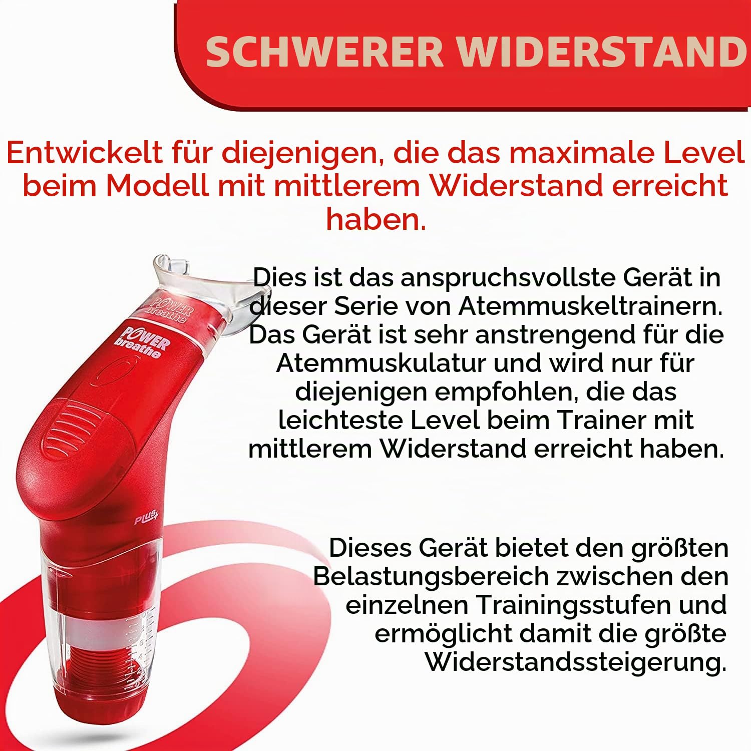Powerbreathe Lungentrainer Plus starker Widerstand, schwarz