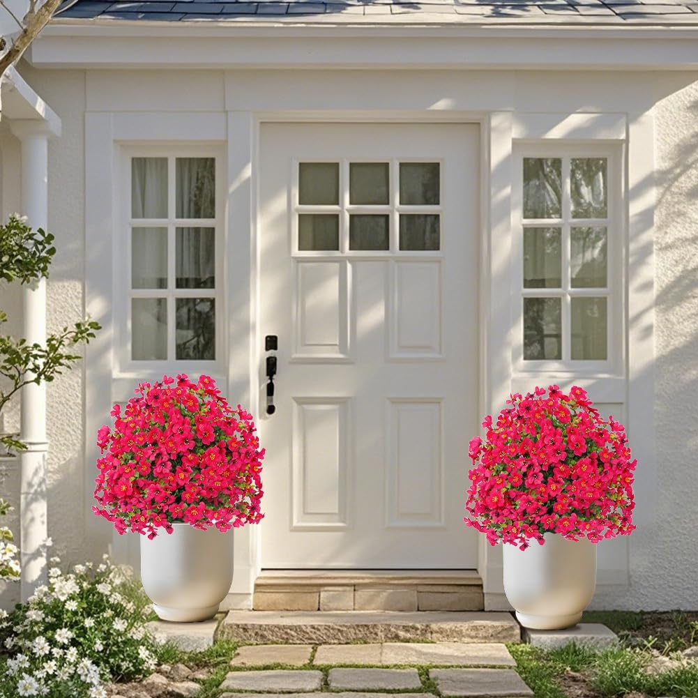 2 Pièces Boules de Buis Artificiel Extérieur 60 cm Anti-UV Piquets pour Déco Jardin,Rouge
