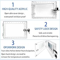 Vista 4 de Caja de bloqueo universal de termostato con llave, protector de termostato grande transparente para termostatos en pared, protector de termostato