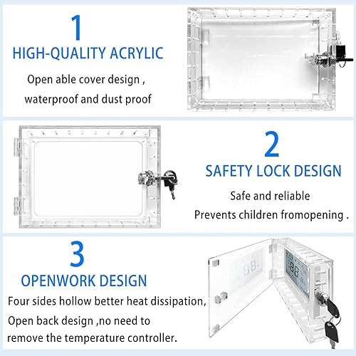 Miniatura 4 de Caja de bloqueo universal de termostato con llave, protector de termostato grande transparente para termostatos en pared, protector de termostato,