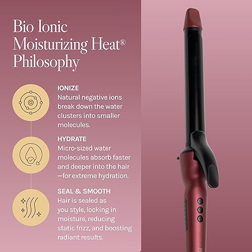 Miniatura 36 de Bio Ionic Rizador de pelo de cilindro largo con tecnología de calor por humedad y NanoIonic MX, rizador versátil Negro