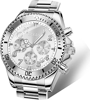 Minimalist Watch for Men, Analog Quartz Waterproof Chronograph Easy to Read Stainless Steel Watch Gold/Silver/Black Face