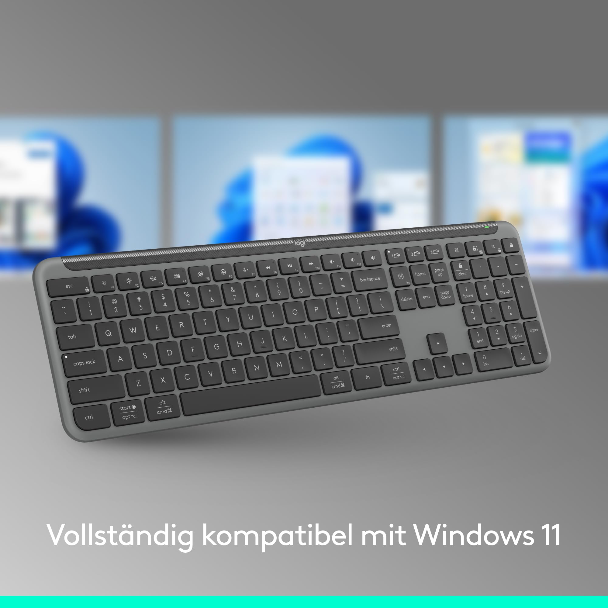 Logitech MK950 Signature Slim kabelloses Tastatur-Maus-Set, schlankes Design, leise tippen, Wechsel zwischen DREI Geräten, Bluetooth, mehrere Betriebssysteme, Windows, Mac, DEU QWERTZ-Layout, Graphit