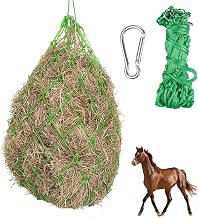 Hay Net for Horses Large - Feed Net with Rings and Carabiners, Hay Net for Horses, 100cm, Mesh Width 5cm x 5cm, Horse Hay Net, Green