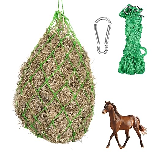 WIYETY Red de heno para caballos grande: red de alimentación con anillas y mosquetón