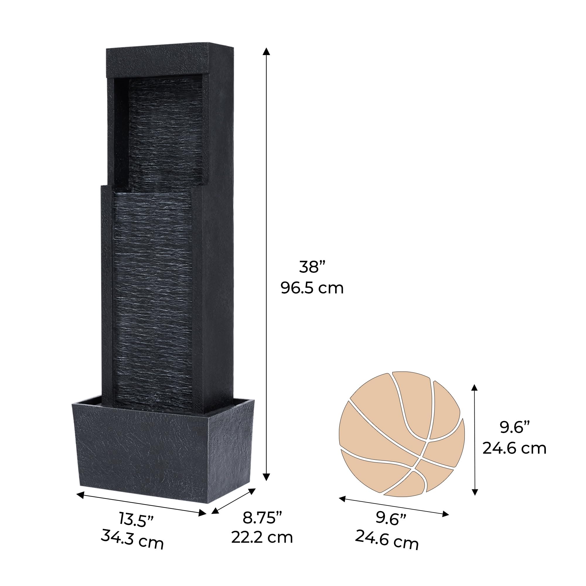 Teamson Home Fontana Solare, Resina, Grigio Pietra, Taglia Unica