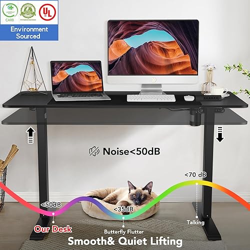 Miniatura 8 de Escritorio eléctrico de pie de altura ajustable de 55 x 24 pulgadas con estación de carga escritorio de pie con alfombrilla de mouse de gran tamaño