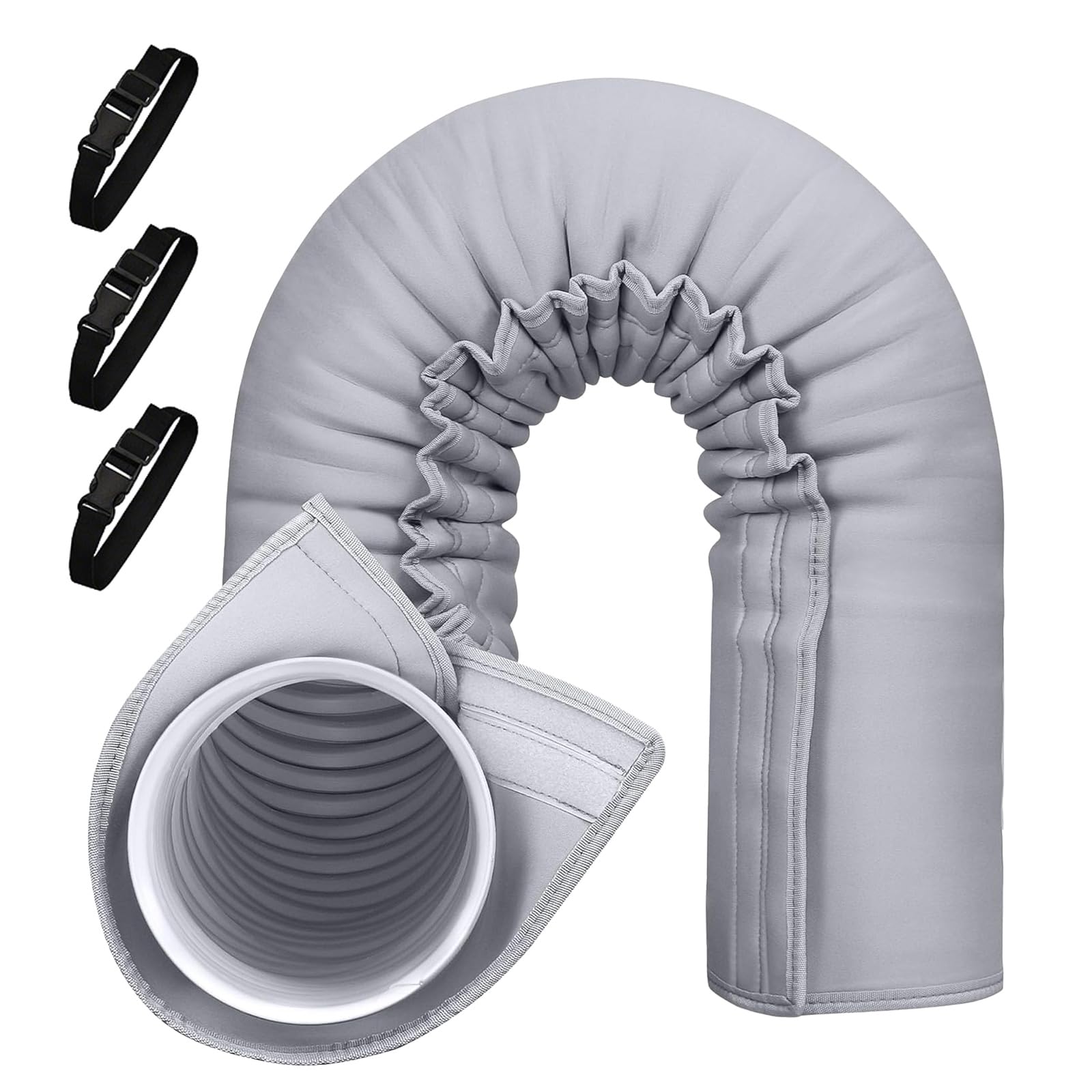 Cubierta Aislante para Tubo de Aire Acondicionado Portátil,Funda Protectora Térmica Universal para Manguera de Escape Ø 12.7-15cm,Reduce el Calor,Ahorra Energía,Instalación Fácil (Gris*1)