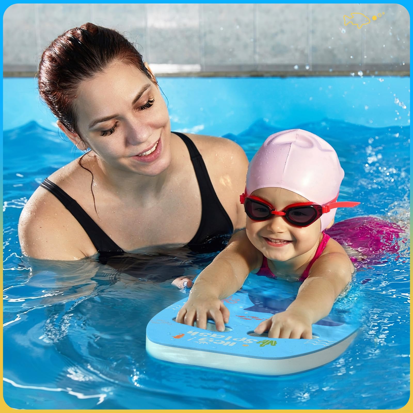 HeySplash Tabla de Natación para Niños, Flotador Ligero Seguro Ayuda de Entrenamiento Fuerza de Piernas con Patrón Lindo Equipo Auxiliar de Ejercicio en Piscina para Principiantes