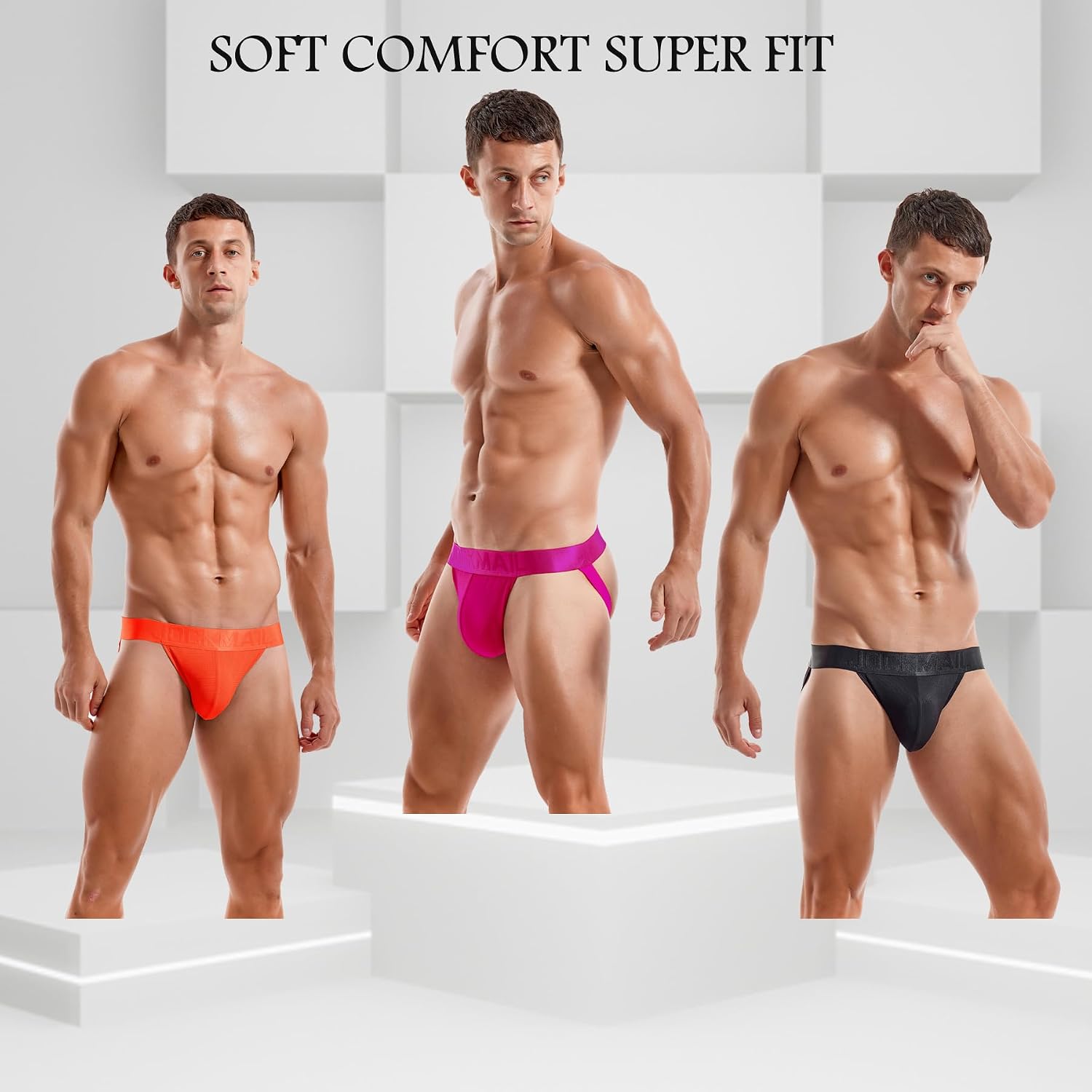 JOCKMAIL 3PCS/Pack Jock straps for Men Breathable Mens Jockstrap Athletic Supporter for Gym,Nightclubs & Special Occasions