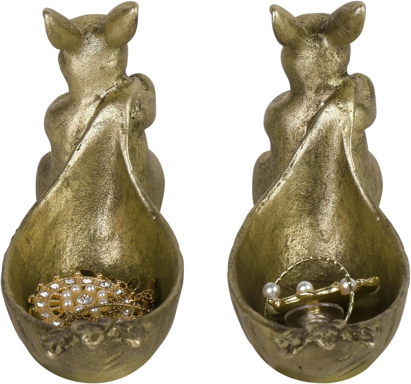 NIKKY HOME 2 Pack Gold Bunny Ring Holders Jewelry Tray, Mini Trinket Dish