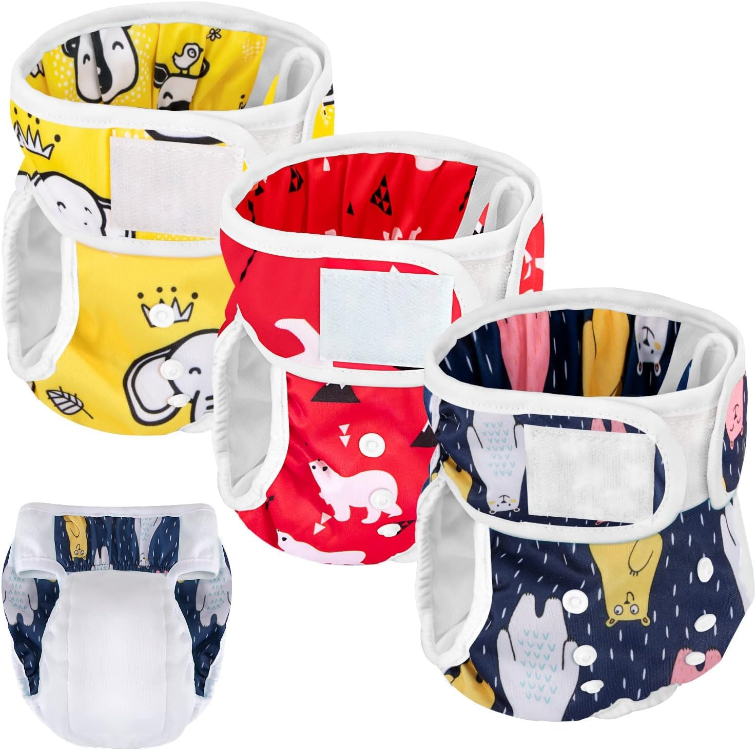 Eyein Reusable Dog Nappies Female, 3 Pack Period Heat Pants Adjustable, Leak Proof Pet Incontinence Nappy Super Absorbent