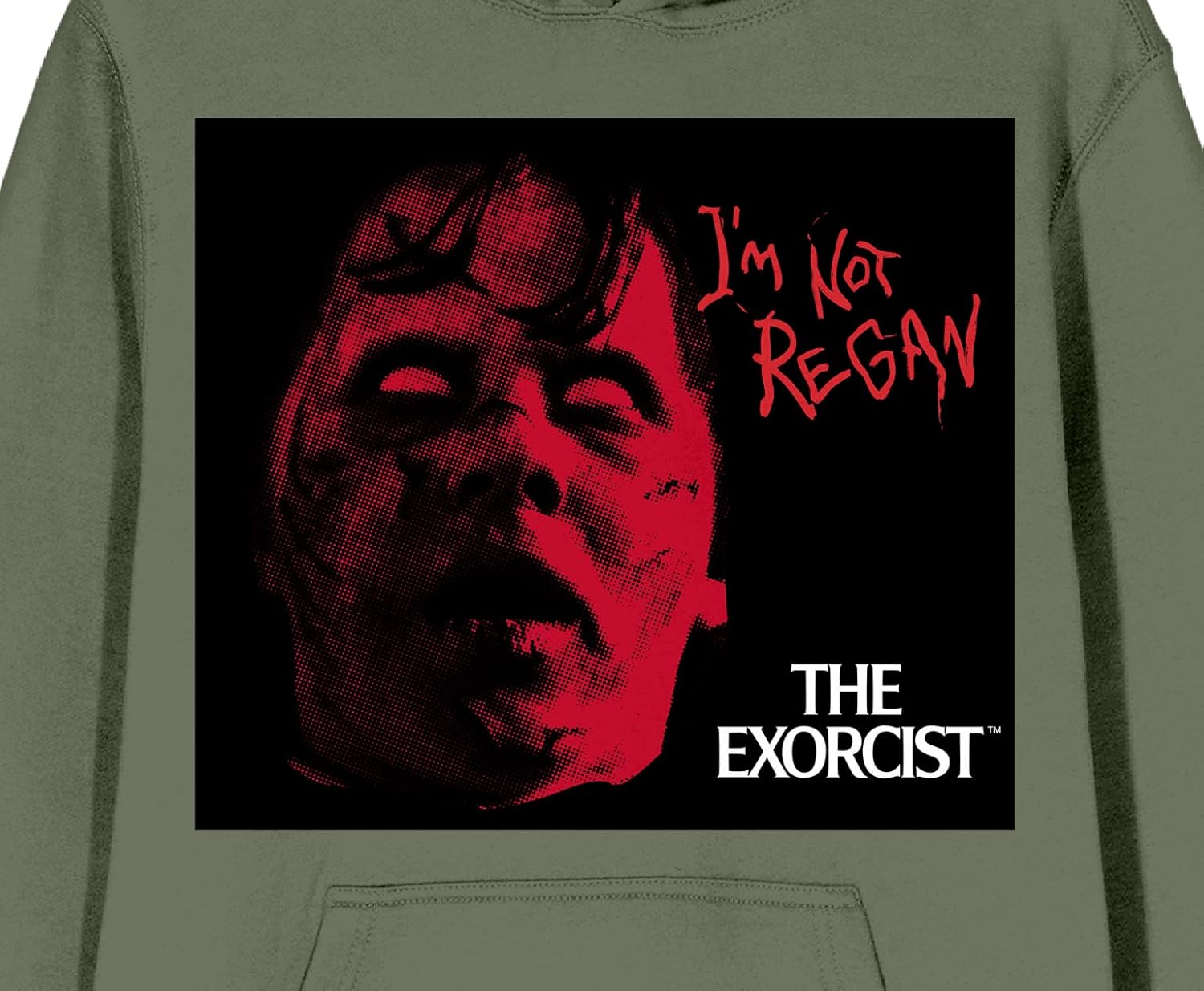 Bioworld The Exorcist I'm Not Regan Men's Olive Green Graphic Hoodie