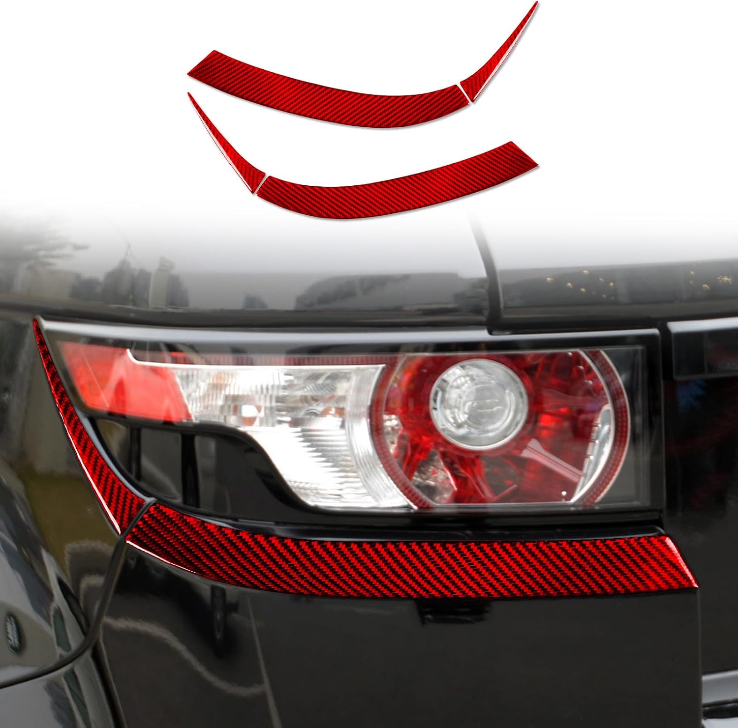 Real Carbon Fiber Rear Taillight Lower Eyebrow Trim Sticker Compatible with Range Rover Evoque 2012 2013 2014 2015 2016 2017 2018 Red 4PCS