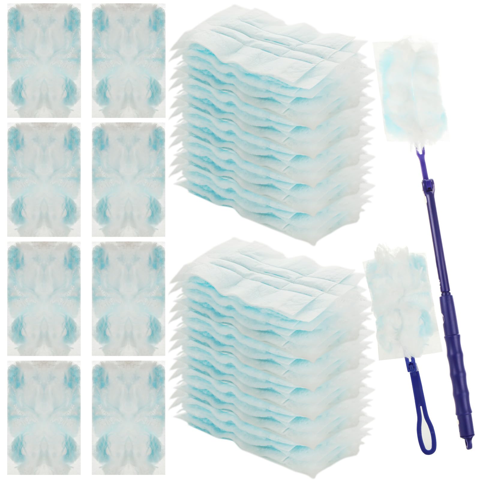 Fluffy Duster Refills Refills with Extendable Pole Flash Dust Magnet Refill Dust for Cleaning - Blue 52 Pack-image-30