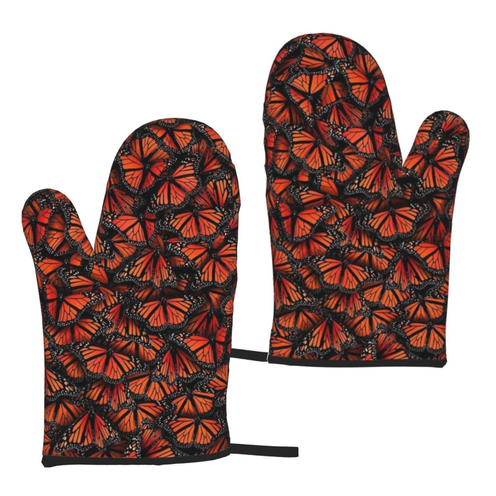 Monarch Butterflies Print Universal Fit Comfort Gloves Protection Heat Resistant Oven Kitchen Baking Grilling