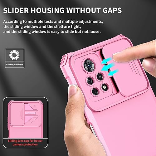 Miniatura 8 de Asuwish Funda de teléfono para Xiaomi Poco X4 Pro 5G con protector de pantalla de vidrio templado y cubierta de cámara deslizante Soporte Soporte