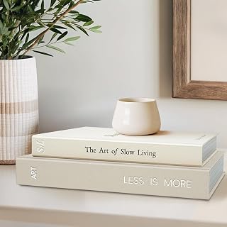 Minimalist Decorative Books, 2 Linen Fake Books for Coffee Table & Shelf