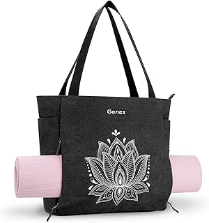 Gonex Yogatasche, Große Pilates Tragetasche mit Mehreren Taschen für Damen Herren, Robuste Canvas Tote Yoga Mattenhalter m…