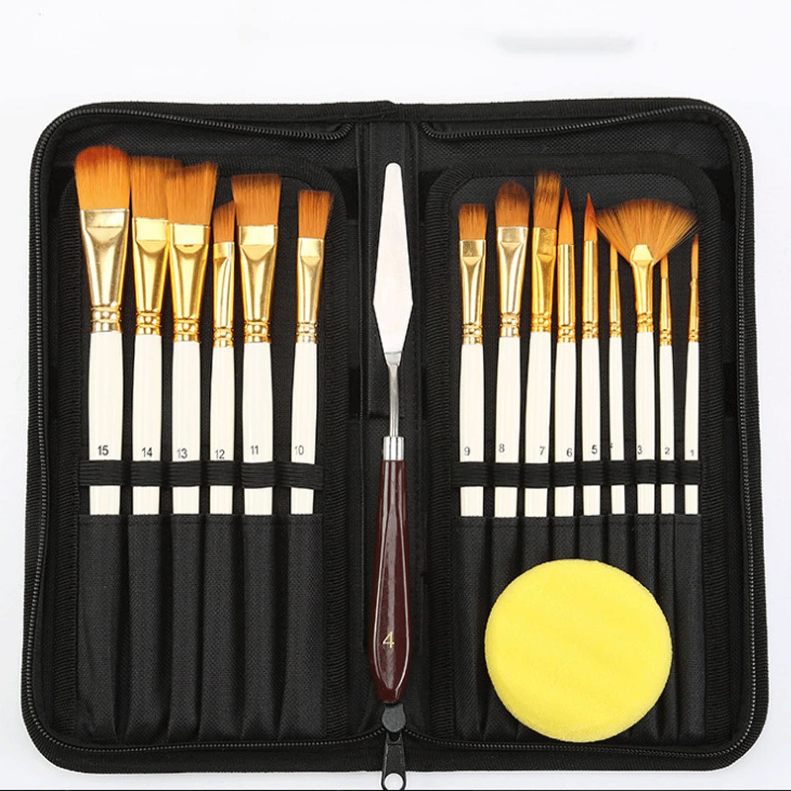 XBTGS Kunst-Pinsel-Set, Acryl-Pinsel zum Malen, enthält hochwertiges Nylonhaar und Kunstmesser-Schwamm für Aquarell, Leinwand, Handwerk, Details und Öl, Pai, Weiß