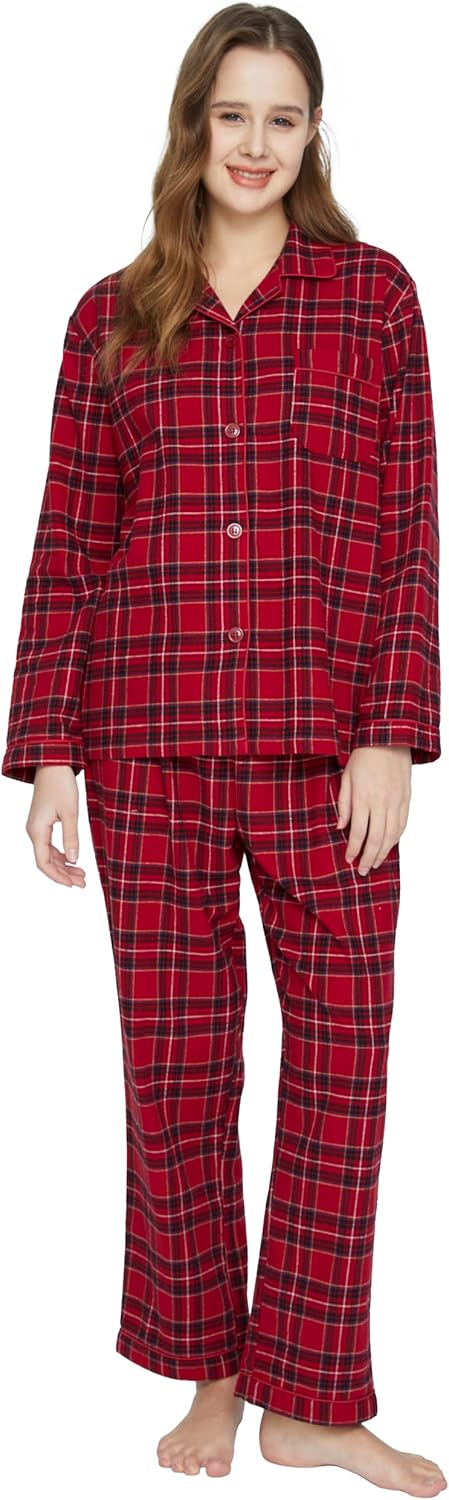 TONY AND CANDICE Women's 100% Cotton Long Sleeve Flannel Pajama Set Sleepwear - Image 3