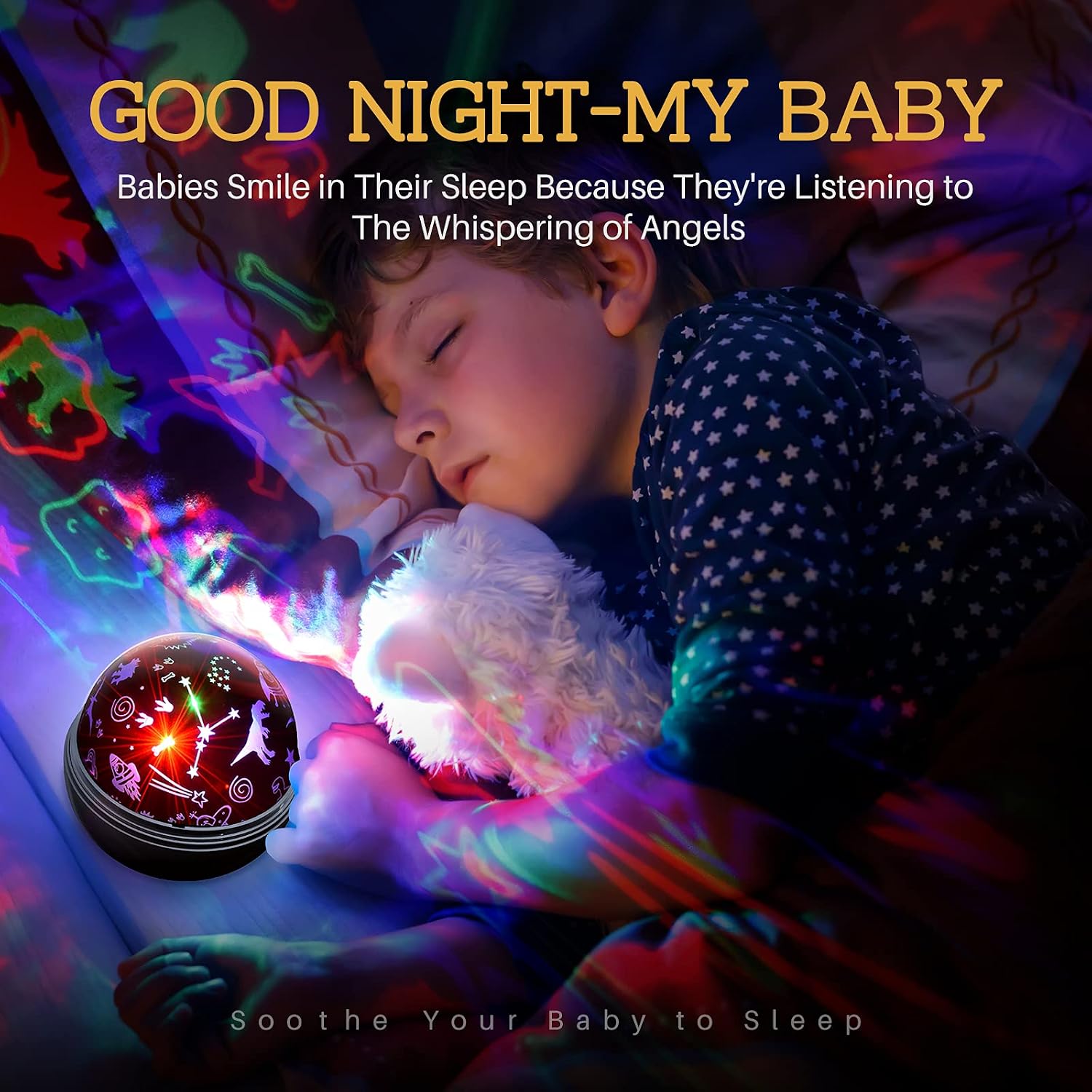 EUCOCO Sensory Toys for Babies Baby Toy 6 to 12 Months Kids Night Light Projector Sensory Lights New Baby Gifts for 1 2 3 Year Olds Birthday Presents Projector Light 1st Birthday Gifts for Girls Boy - Image 3