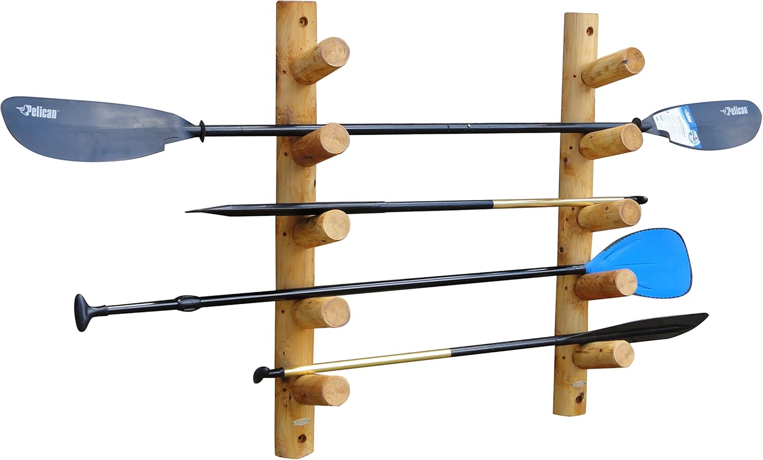 5-Slot Paddle/Fishing Pole Log Rack, Heavy Duty Wall Mounted Fishing Rod Holders, Vertical Wall Rods Holder, Fish Rod Racks, Pole Holders for Garage Organizer, Fish Rods Storage Rack - Natural