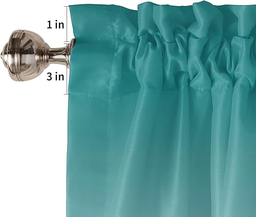 Miniatura 5 de Crystal Emotion Cortinas de ventana con cenefa con bolsillo para barra, para sala de estar, cocina, baño, gris turquesa degradado, cenefas de