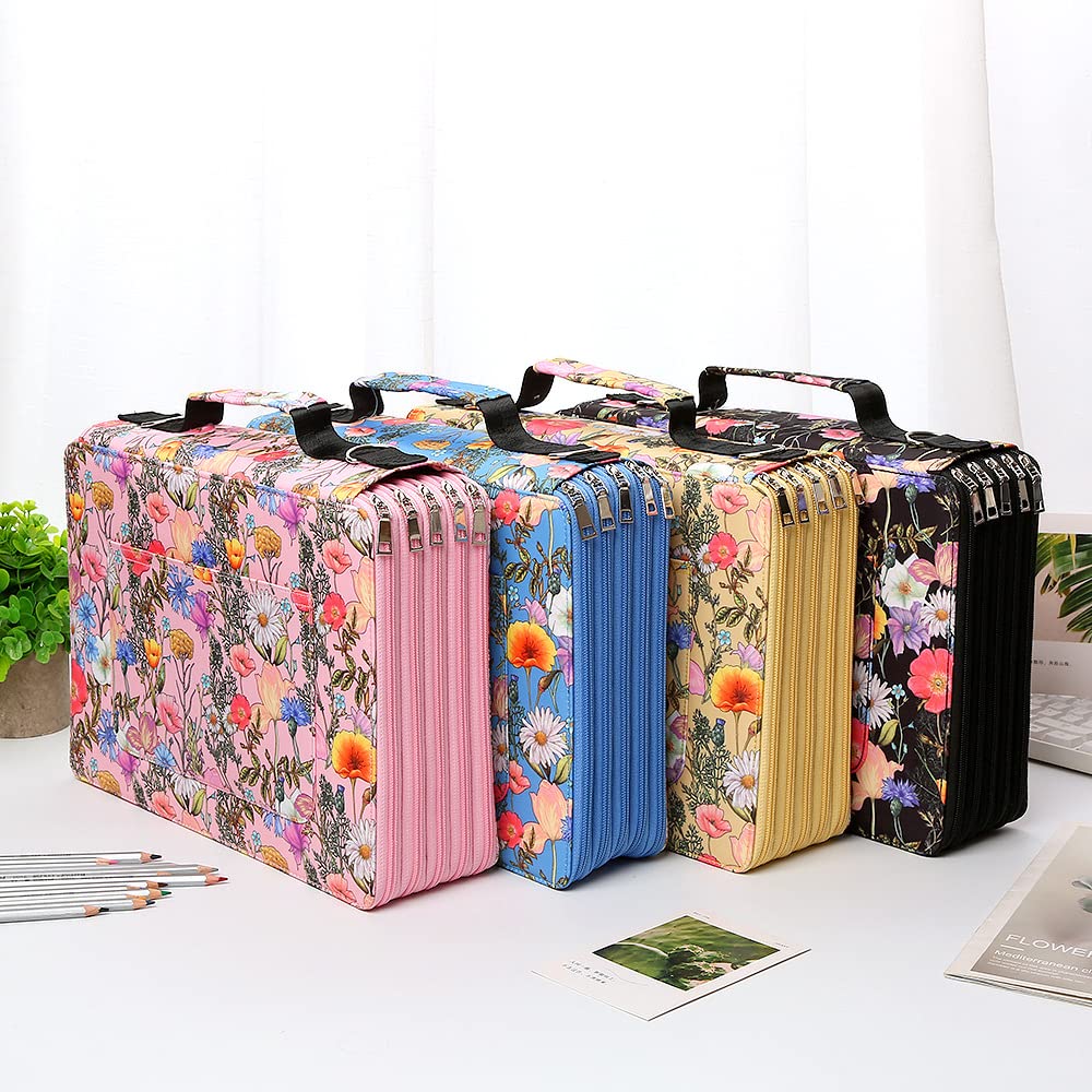 Générique Astuccio per matite colorate, 480 scomparti con cerniera, portamatite per matite e penne, pennarelli per scuola e ufficio, con astuccio per matite di grande capacità, blu, Organizer per