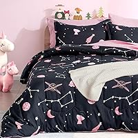 Vista 37 de SLEEP ZONE Juego de edredón de 5 piezas para niños, tamaño individual, súper lindo y suave, ropa de cama para niños en una bolsa, juego de 5 piezas