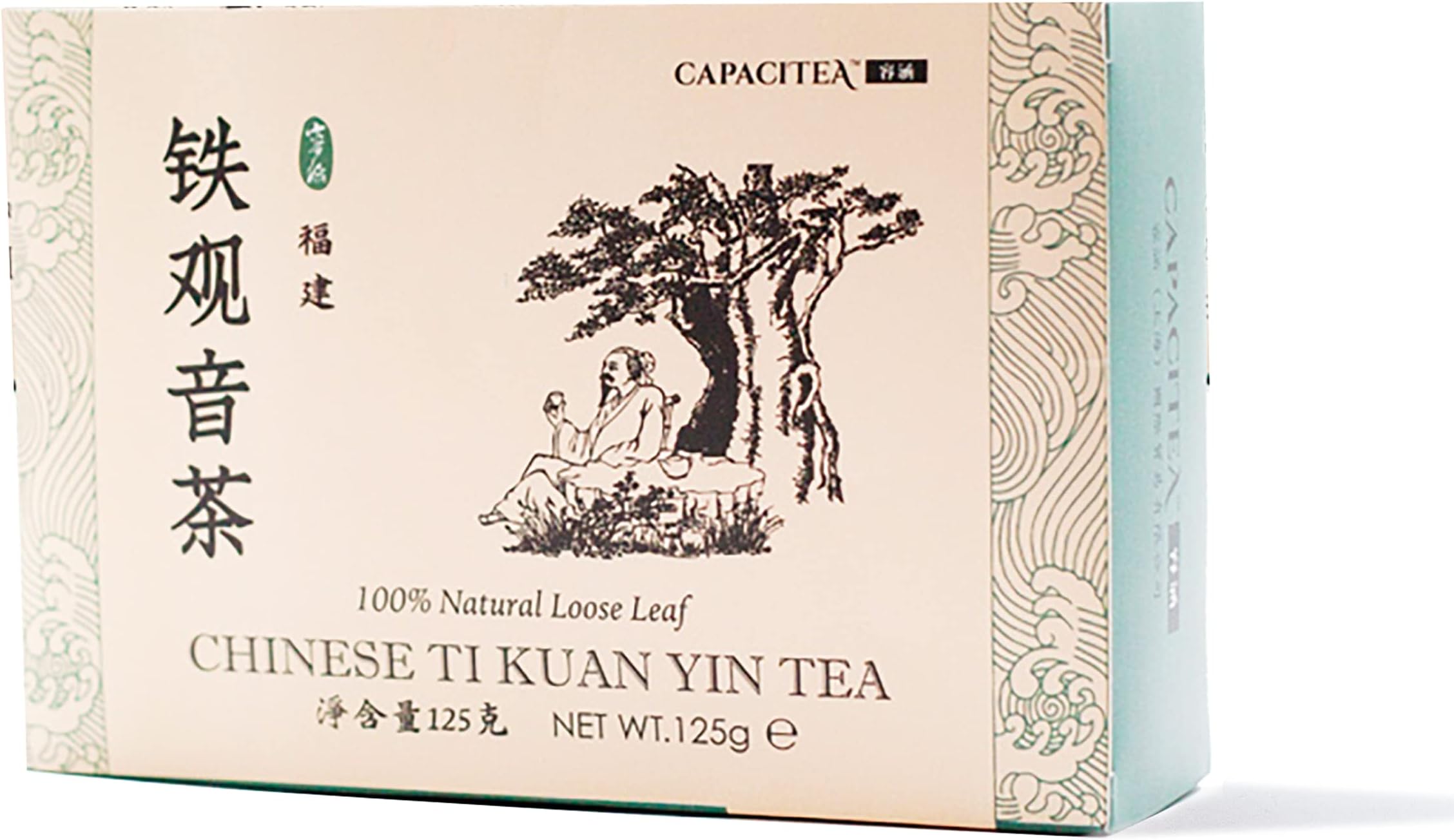 CAPACITEA Boxed Loose Leaf Chinese Tie Kuan Yin Oolong Tea Leaves, 125gram