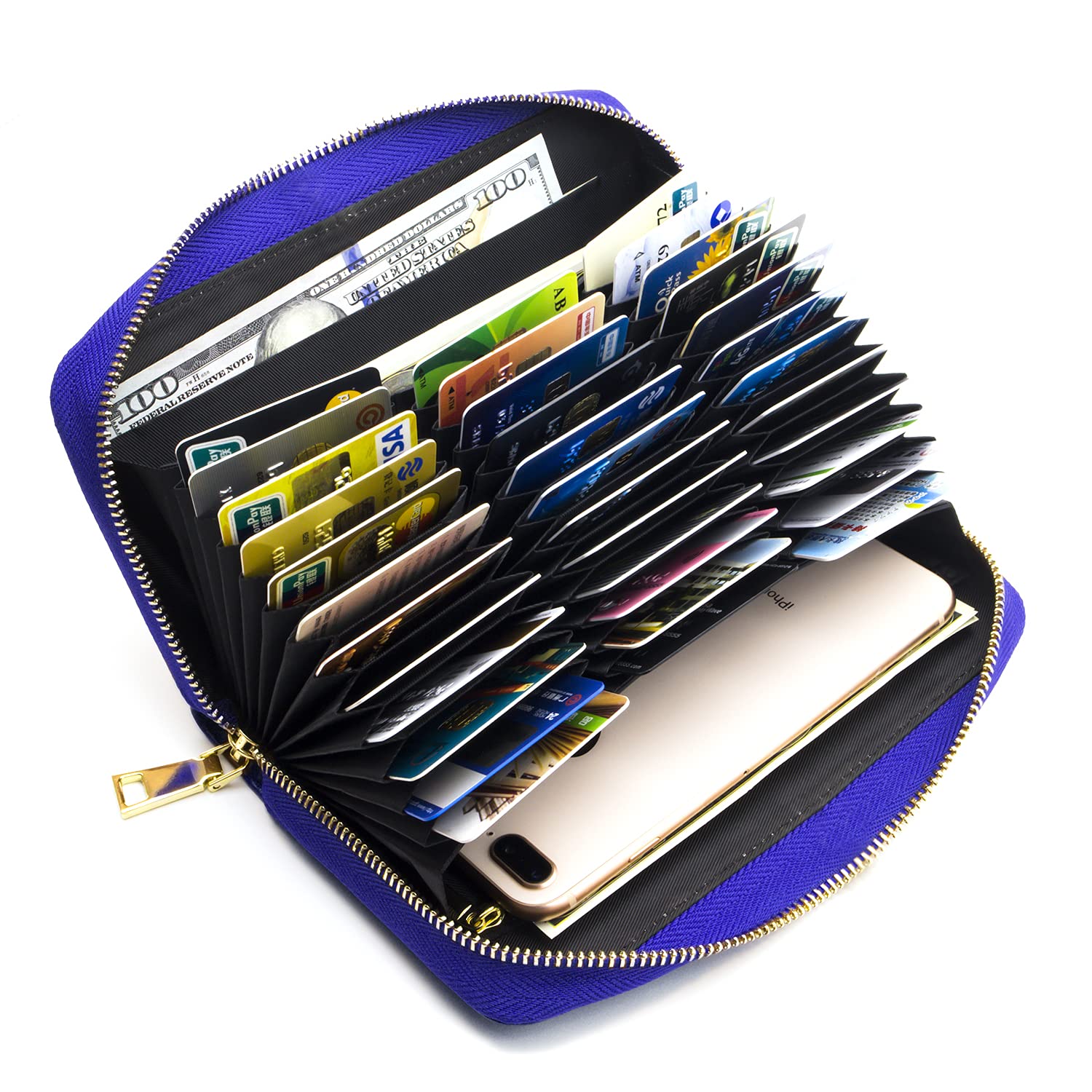 ANDOILT Genuine Leather Wallet for Women Men RFID Blocking Credit Card Holder Zipper Purse Cell Phone Handbag