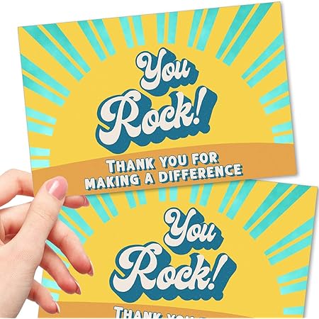 Amazon Com 50 Large You Rock Postcards Kudos Appreciation Note Cards For Staff Team Student Volunteer Donor Teacher Or Employee Recognition And Thanks For Making A Difference Office Products