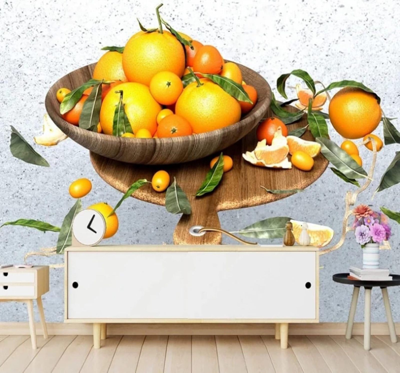 XLMING Minimalist Three Dimensional Fresh Orange Fruit 3D Wallpaper Luxury Silk Study Dining Feature Sofa Grey Bedroom Living Room Tv Decorative Wall-150cm×105cm